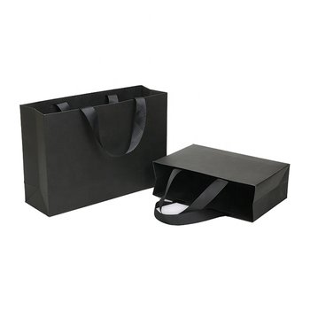 230G黑色銅版紙袋-23x28x12cm-緞帶手提帶-單色單面印刷_0
